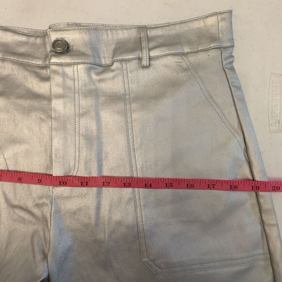 Edit By Nine Shining Star Women’s High Waist Silver Metallic Pants Size Large - Picture 14 of 16